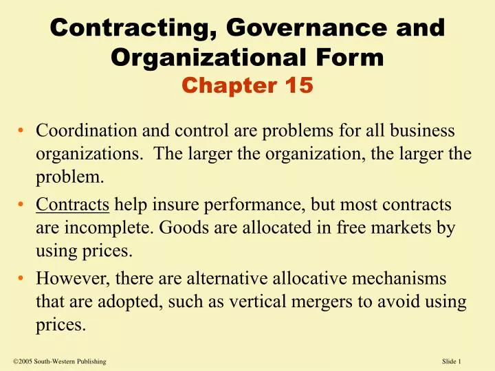 contracting governance and organizational form chapter 15
