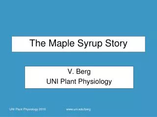 The Maple Syrup Story