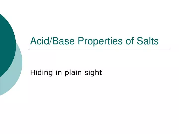 acid base properties of salts