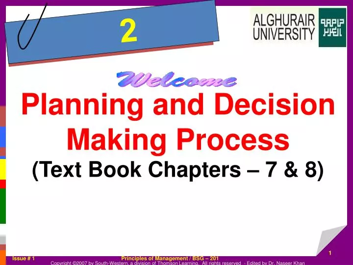 planning and decision making process text book chapters 7 8