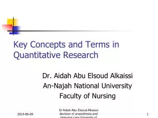 Key Concepts and Terms in Quantitative Research