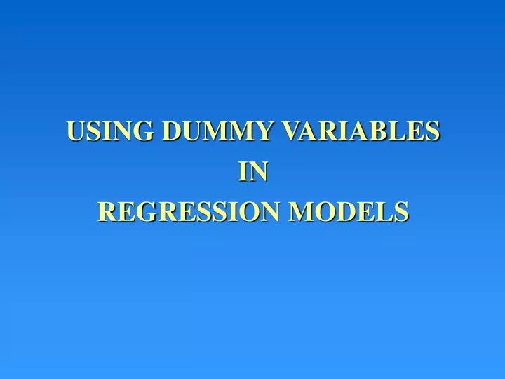 using dummy variables in regression models