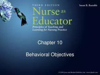 Chapter 10 Behavioral Objectives