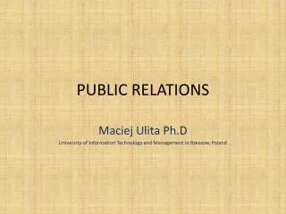 PUBLIC RELATIONS