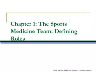 Chapter 1: The Sports Medicine Team: Defining Roles