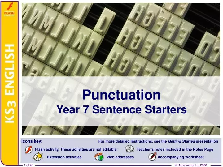 punctuation year 7 sentence starters