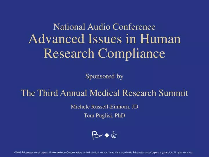 national audio conference advanced issues in human research compliance