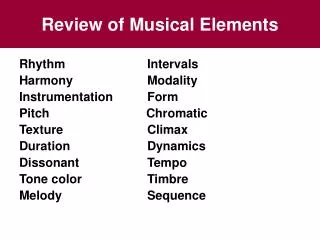 Review of Musical Elements