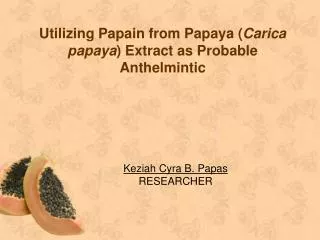 Utilizing Papain from Papaya ( Carica papaya ) Extract as Probable Anthelmintic