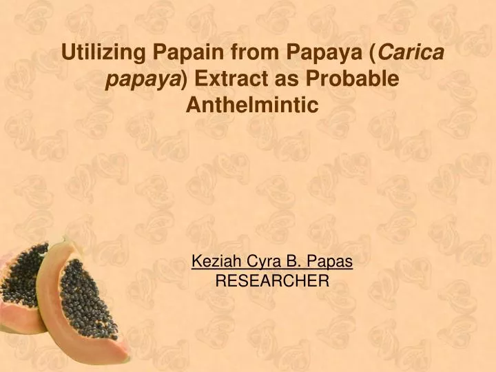 utilizing papain from papaya carica papaya extract as probable anthelmintic