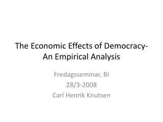 the economic effects of democracy an empirical analysis