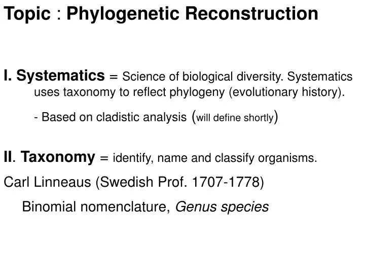 topic phylogenetic reconstruction