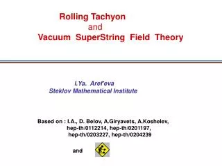 Rolling Tachyon and Vacuum SuperString Field Theory