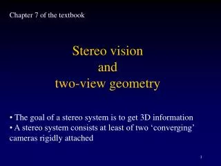 Stereo vision and two-view geometry