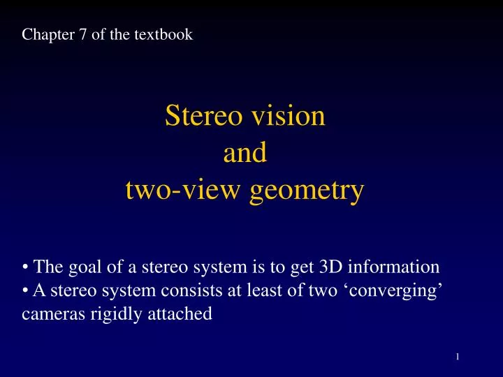 stereo vision and two view geometry