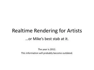 Realtime Rendering for Artists