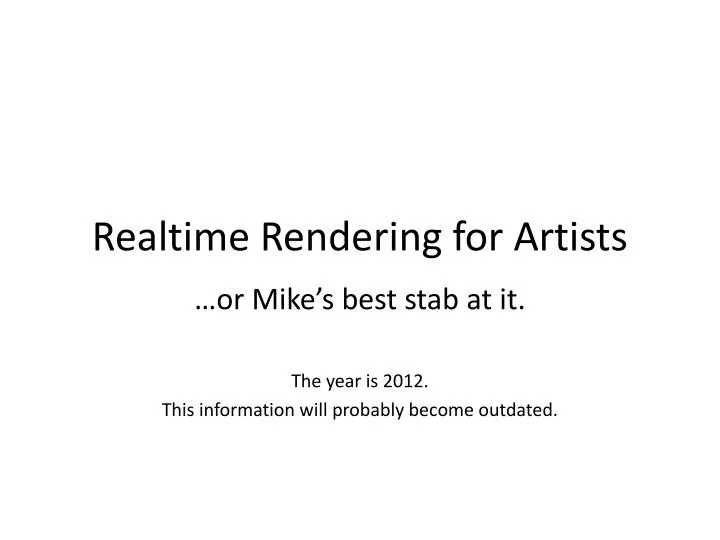 realtime rendering for artists