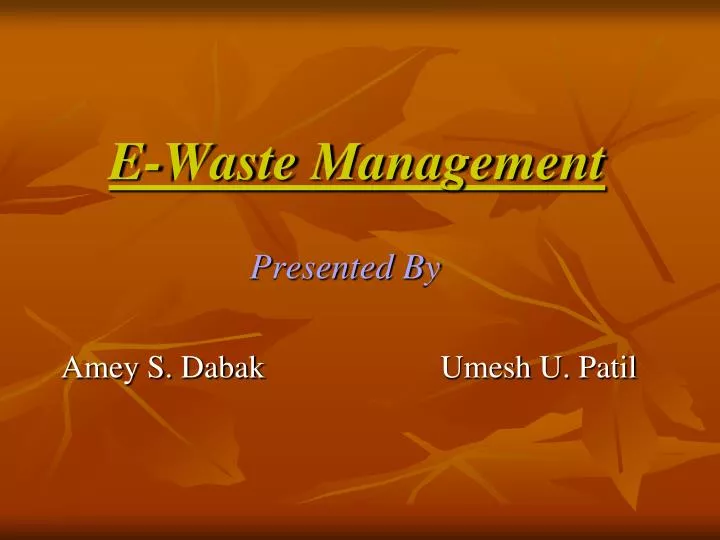 e waste management