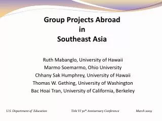 Group Projects Abroad in Southeast Asia