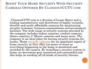 Boost Your Home Security With Security Cameras Offered By Cl