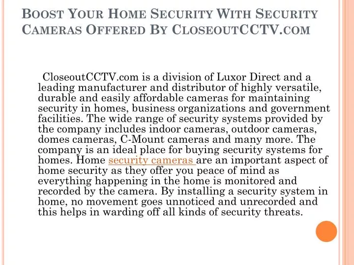 boost your home security with security cameras offered by closeoutcctv com