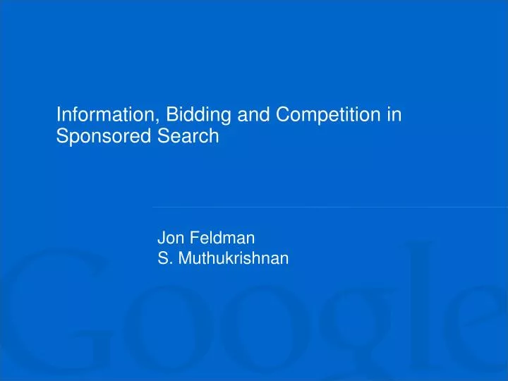 information bidding and competition in sponsored search