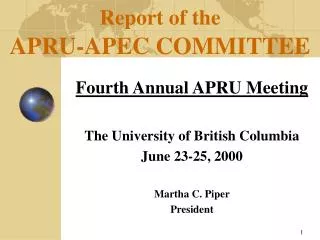 Report of the APRU-APEC COMMITTEE