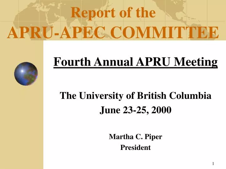 report of the apru apec committee