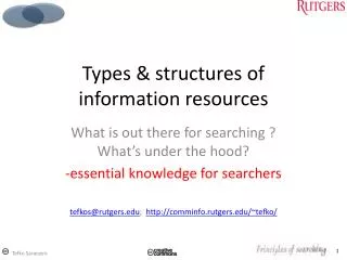 Types &amp; structures of information resources
