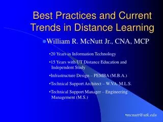 Best Practices and Current Trends in Distance Learning