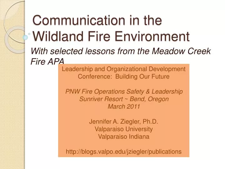 communication in the wildland fire environment