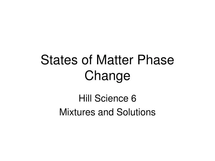 states of matter phase change
