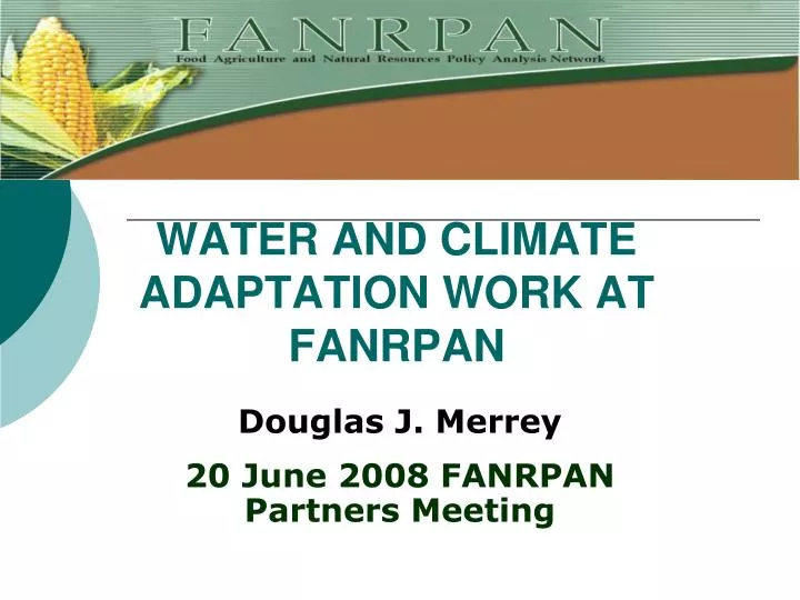 water and climate adaptation work at fanrpan