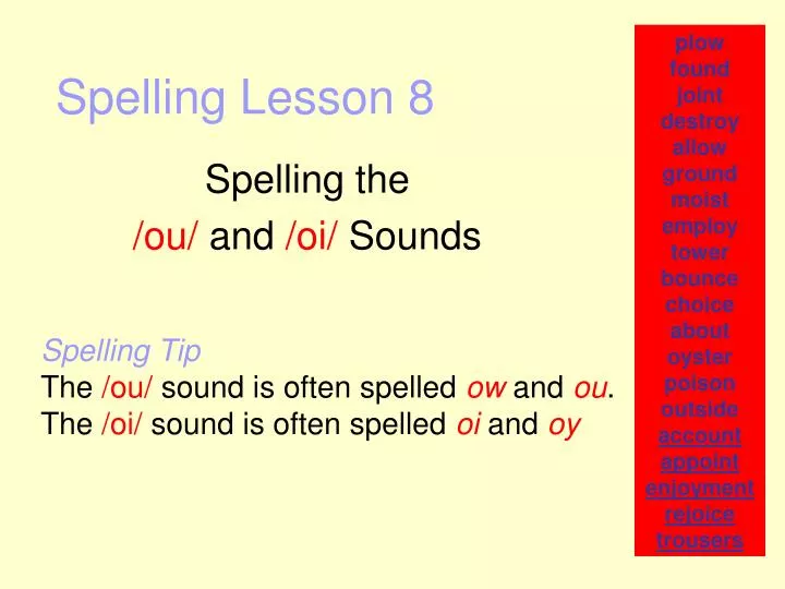 spelling lesson 8 n