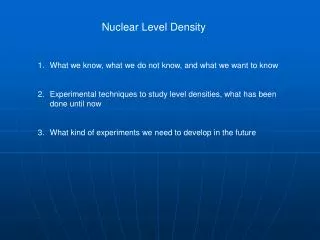 Nuclear Level Density
