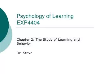 Psychology of Learning EXP4404