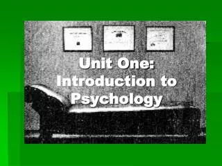 Unit One: Introduction to Psychology