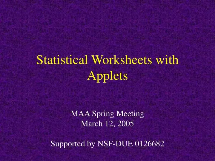 statistical worksheets with applets