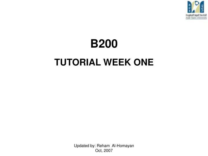 b200 tutorial week one