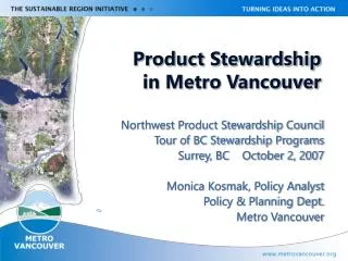 Product Stewardship in Metro Vancouver