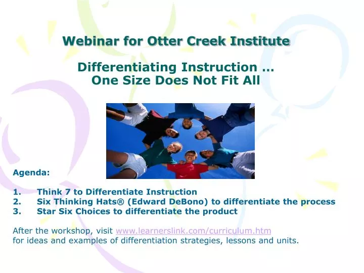 webinar for otter creek institute differentiating instruction one size does not fit all