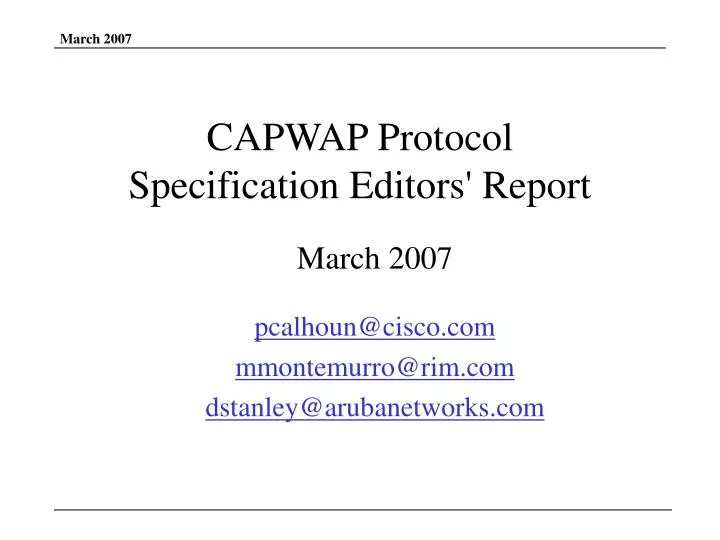capwap protocol specification editors report