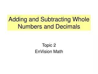 Adding and Subtracting Whole Numbers and Decimals