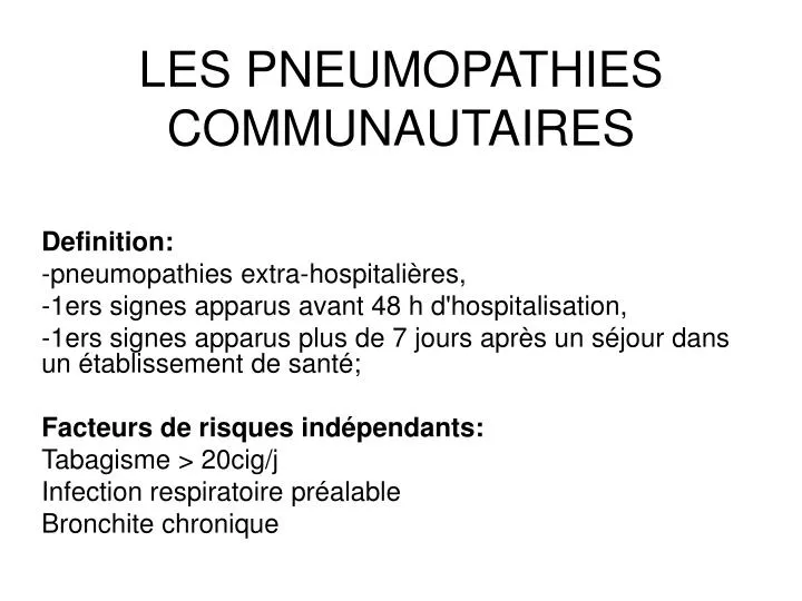 les pneumopathies communautaires
