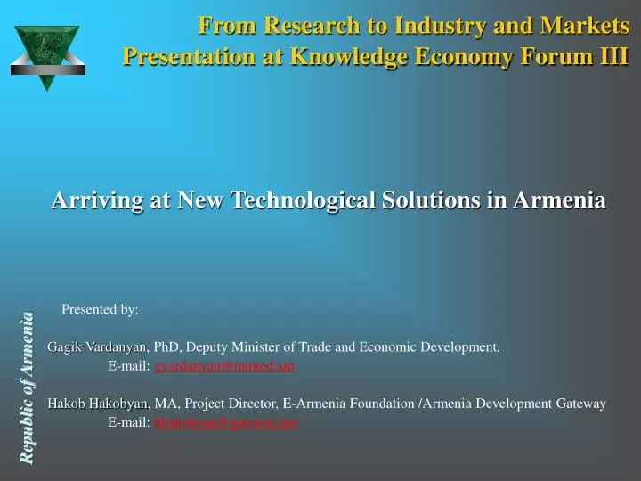 from research to industry and markets presentation at knowledge economy forum iii