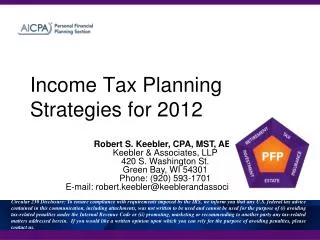 Income Tax Planning Strategies for 2012