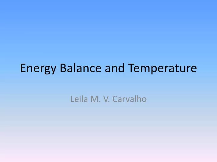 energy balance and temperature