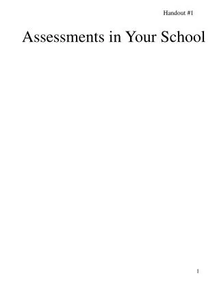 Assessments in Your School