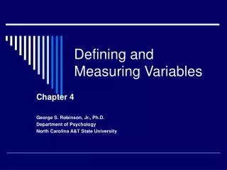 Defining and Measuring Variables