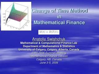 Change of Time Method in Mathematical Finance